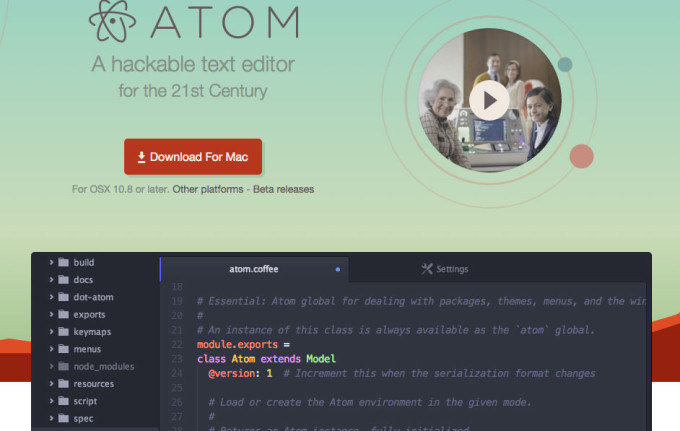 Windows・Mac両対応テキストエディタ「Atom」の画像