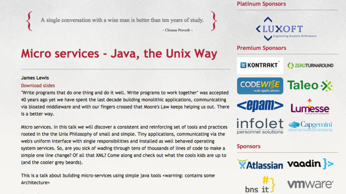 Webサイト「Micro services - Java, the Unix Way」の画像