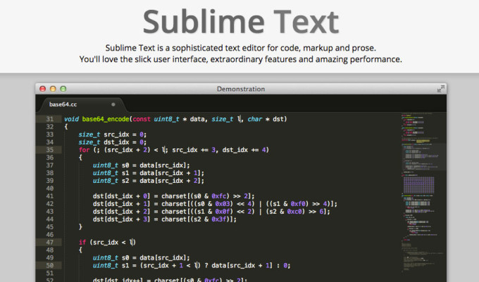 Windows・Mac両対応テキストエディタ「Sublime Text」の画像